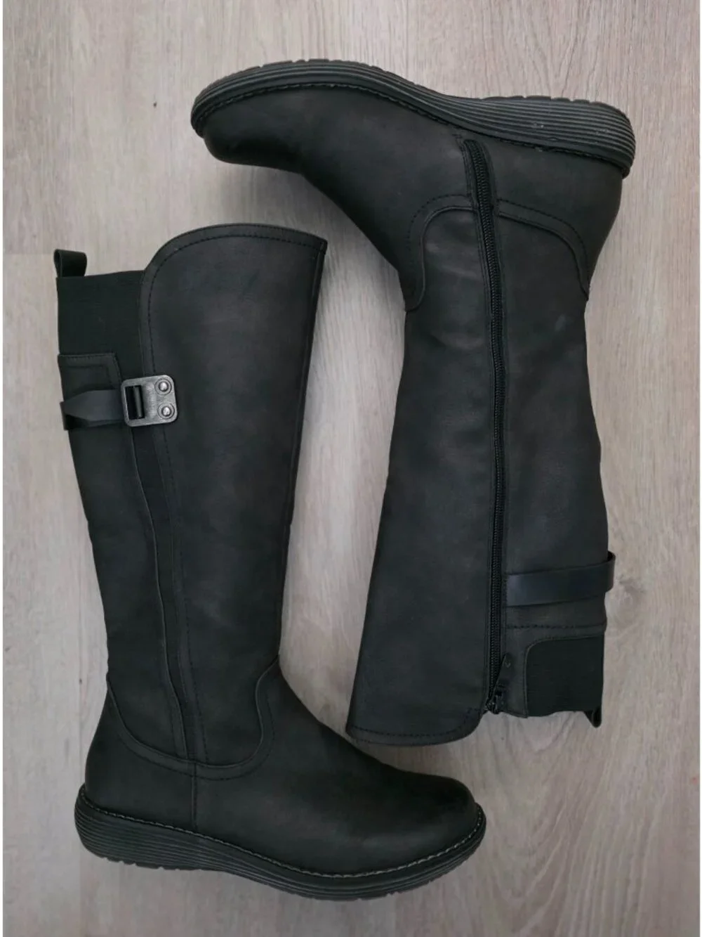 Extreme By Eddie Marc DELILAH Black Knee-High Faux Leather Side-Zip Boots Sz 8 - Picture 4 of 10